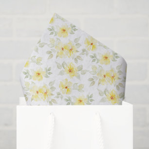 Papel de seda de decoupage floral amarillo, flores
