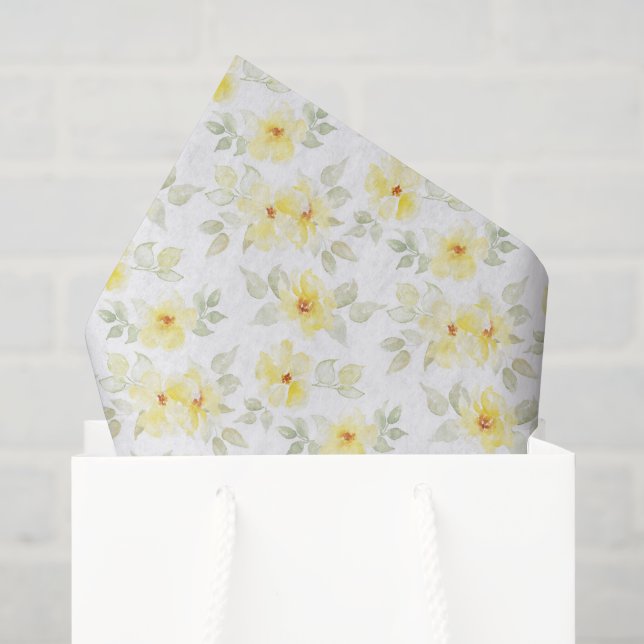 Papel de seda de decoupage floral amarillo, flores (Bolsa de regalo)