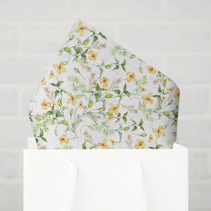 Papel de seda de decoupage floral amarillo, flores