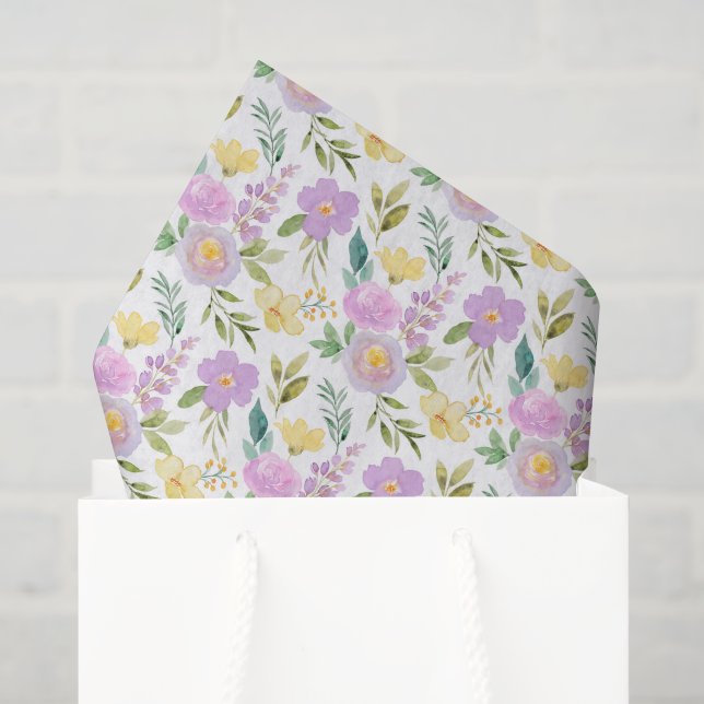 Papel de seda de decoupage floral morado, botánico (Bolsa de regalo)