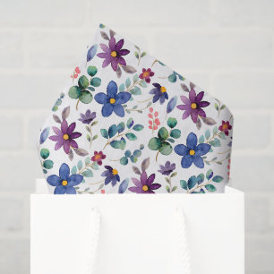 Papel de seda de decoupage floral púrpura, flores 