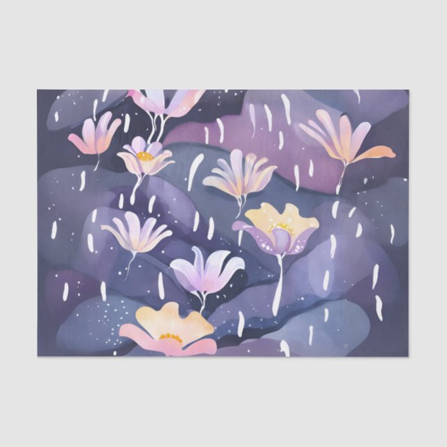 Papel de seda de decoupage Jardín de flores Lluvia (Anverso)