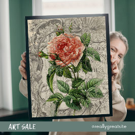 Papel de seda de decoupage Rosa Escarlata Dorada