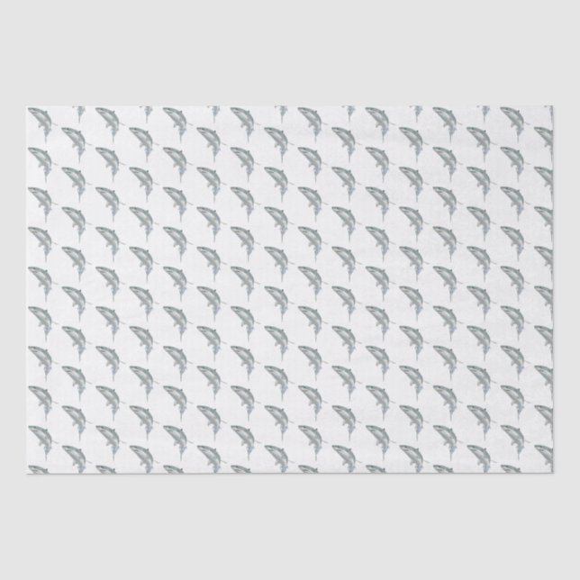 Papel de seda de dibujo de tiburón blanco grande v (Anverso)