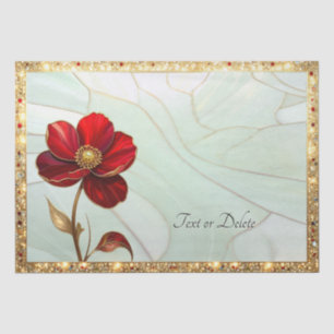Papel de seda de flor roja de vidrio emplomado