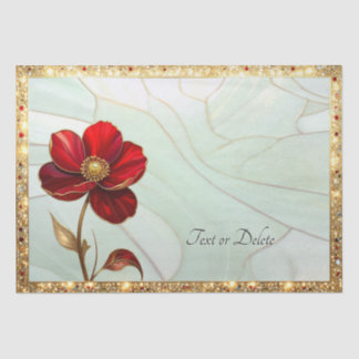 Papel de seda de flor roja de vidrio emplomado