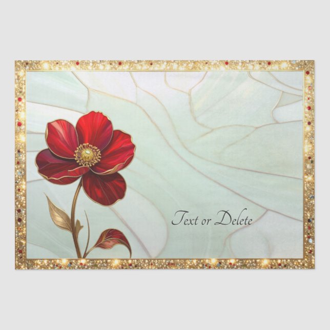 Papel de seda de flor roja de vidrio emplomado (Anverso)