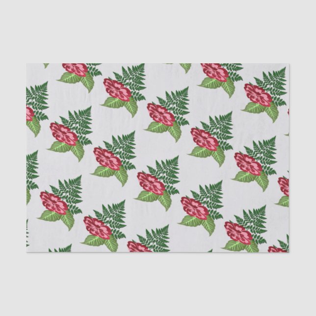Papel de seda de flor única y helecho (Anverso)