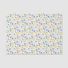 Papel de seda de flores amarillas y azules felices