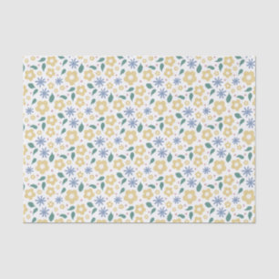 Papel de seda de flores amarillas y azules felices
