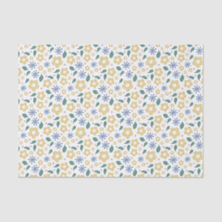 Papel de seda de flores amarillas y azules felices