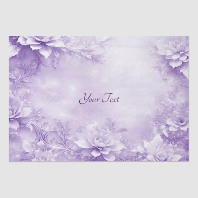 Papel de seda de flores blancas moradas (Anverso)