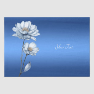 Papel de seda de flores de acuarela azul