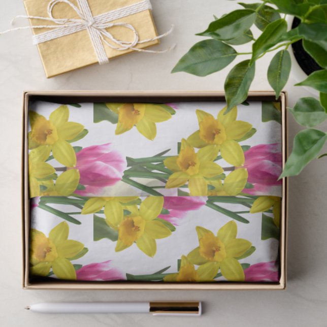 Papel de seda de flores de primavera narcisos y tu (Regalo )