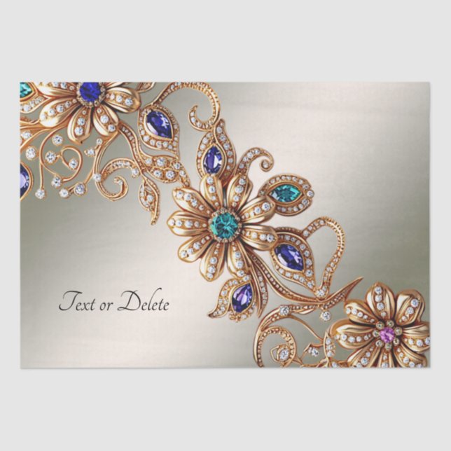 Papel de seda de flores elegantes de joyería de or (Anverso)