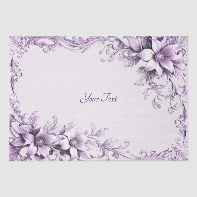 Papel de seda de flores moradas con estilo (Anverso)