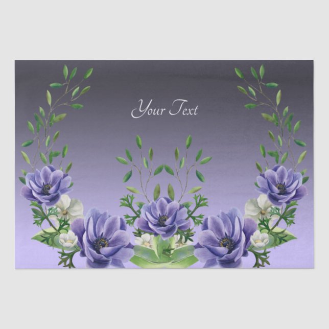 Papel de seda de flores púrpura acuarela (Anverso)