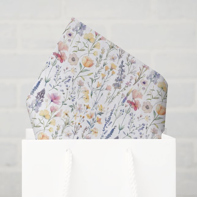 Papel de seda de flores silvestres, Decoupage Flor (Bolsa de regalo)