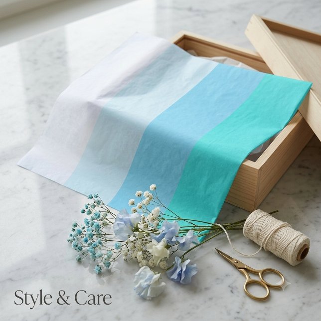Papel de seda de franja azul mezclado para cualqui (Mixed Blue Stripe Tissue Paper for Any Occasion)