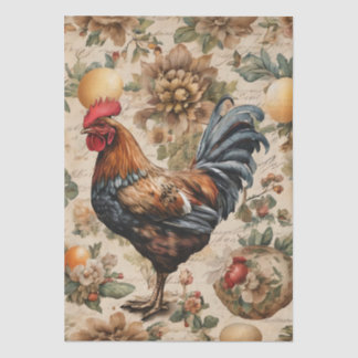 Papel de seda de gallo botánico vintage
