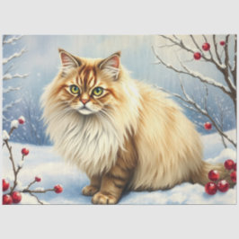 Papel de seda de gato de invierno