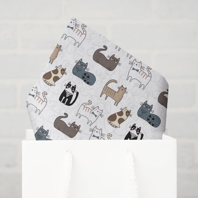 Papel de seda de gato, decoupage de gatito (Bolsa de regalo)