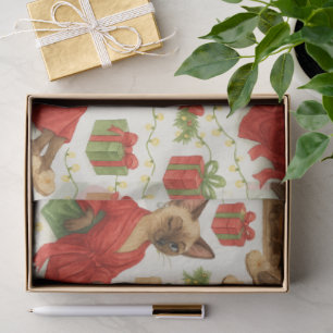 Papel de seda de gato siamés divertido en Navidad