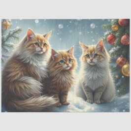 Papel de seda de gatos de Navidad lindos