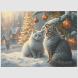 Papel de seda de gatos de Navidad lindos