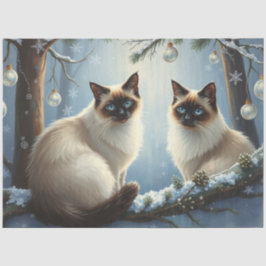 Papel de seda de gatos siameses de Navidad