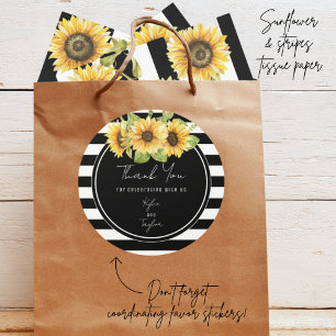 Papel de seda de girasoles con rayas negras y blan