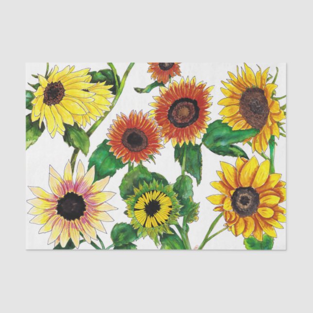 Papel de seda de girasoles soleados (Anverso)