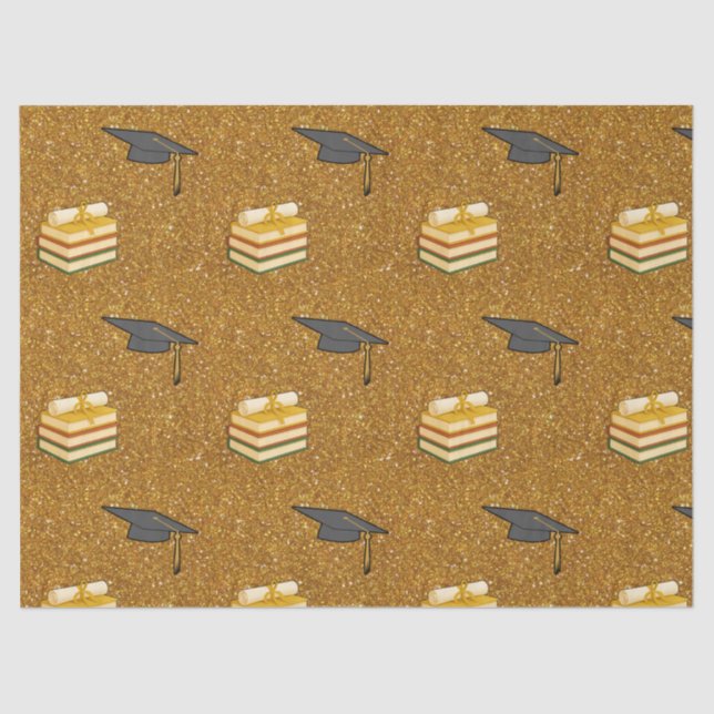 Papel de seda de graduación con brillo dorado (Anverso)