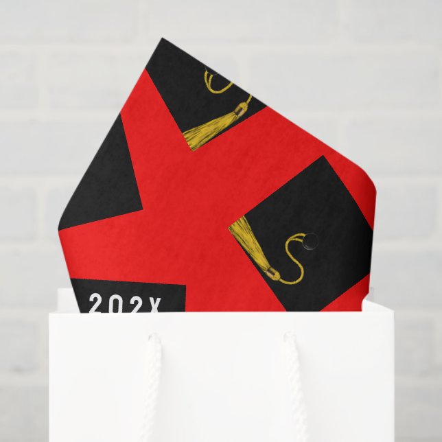 Papel de seda de graduación rojo (Bolsa de regalo)