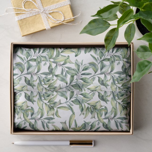 Papel de seda de hojas de follaje tropical verde (Regalo )
