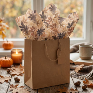 Papel de seda de hojas de otoño beige cremoso marr