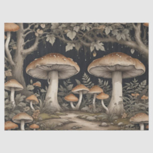 Papel de Seda de Hongos Cottagecore Marrón Retro