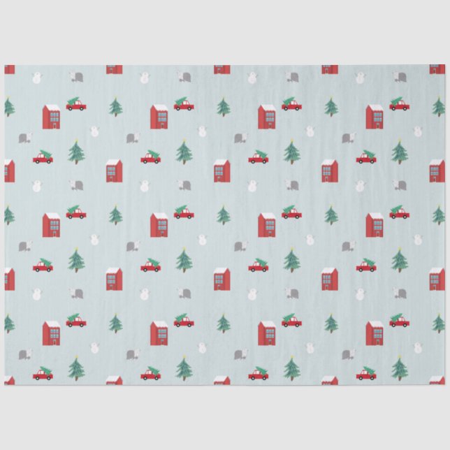 Papel de seda de la aldea de invierno - Regalo de  (Anverso)