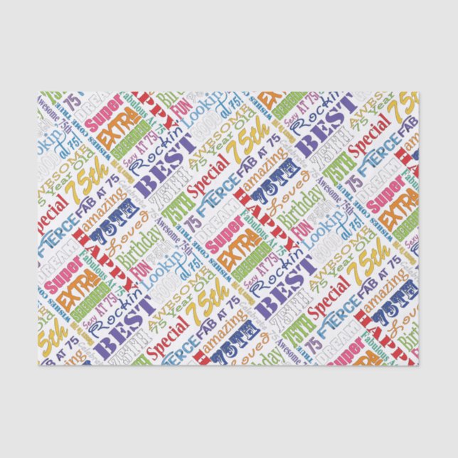 Papel De Seda De la fiesta regalos únicos y 75.os de cumpleaños (Anverso)