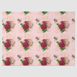 Papel de seda de la serie de abejas rosa y dorado 