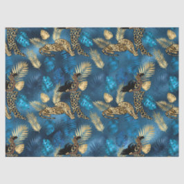 Papel de seda de la serie Leopardo Azul y Dorado D