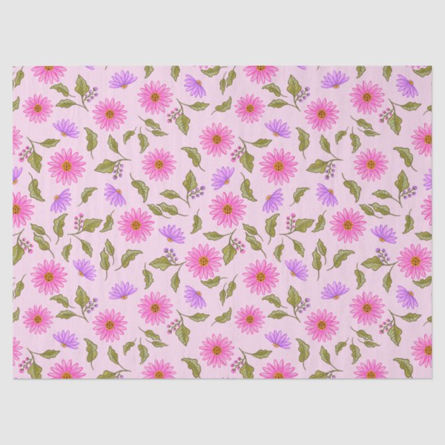 Papel de seda de lavanda rosa con margarita de enc (Anverso)