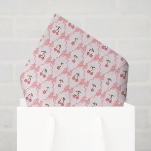 Papel de seda de lazo rosa y cerezas, Decoupage Ce