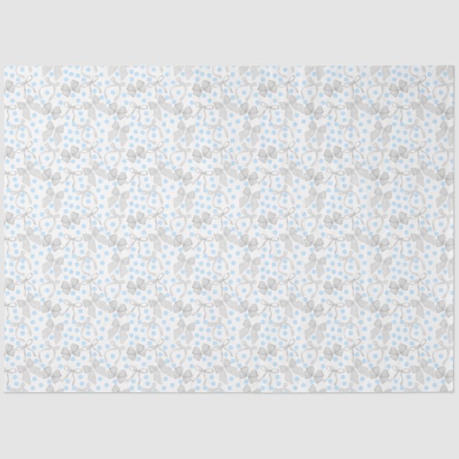 Papel de seda de lazos grises y puntos azules (Anverso)