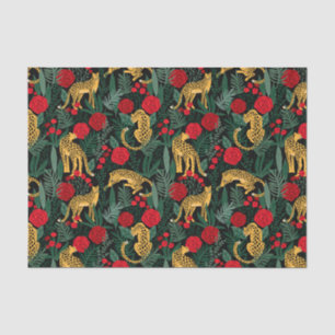 Papel de seda de leopardo y rosas