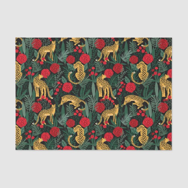 Papel de seda de leopardo y rosas (Anverso)