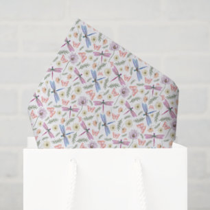 Papel de seda de libélulas y mariposas