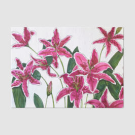 Papel de seda de lirios rosados elegantes