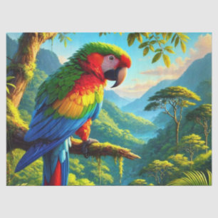 Papel de seda de loro guacamayo de selva tropical