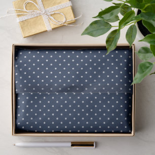 Papel de seda de lunares azul marino y blanco